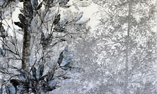 Linogravure sur papier puis marouflage sur toile   70x70 cm