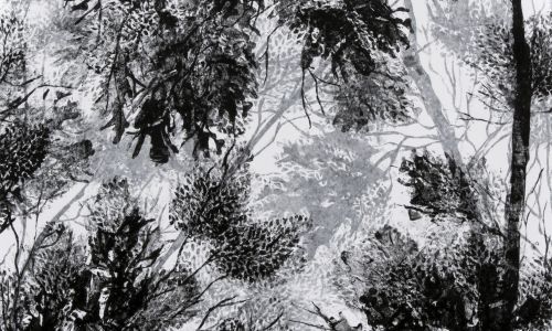 Linogravure sur papier puis marouflage sur toile   70x70 cm